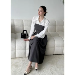 Váy công sở sơ mi dáng dài thanh lịch trẻ trung sang trọng